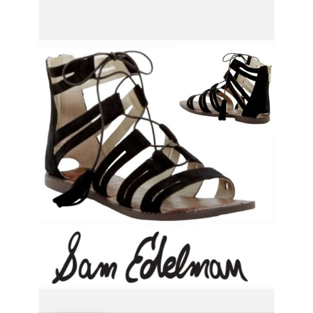 Sam Edelman Black Karine Tassel Gladiator Lace Up Sandals Size 6